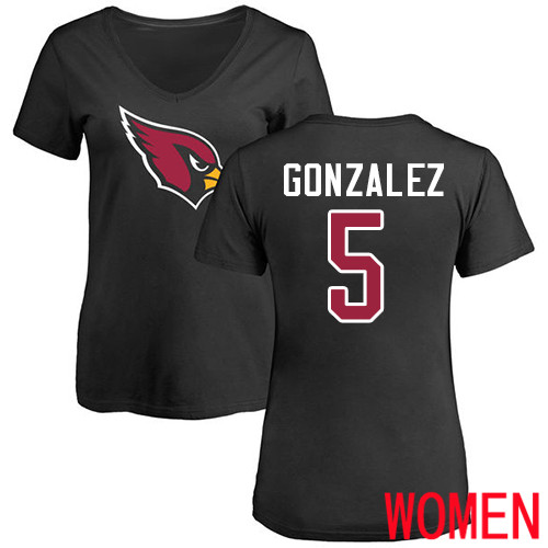Arizona Cardinals Black Women Zane Gonzalez Name And Number Logo NFL Football #5 T Shirt
